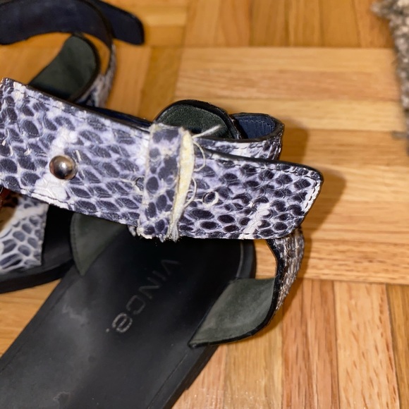 Vince Sawyer Snakeskin Leather Flat Sandals - Picture 6 of 10